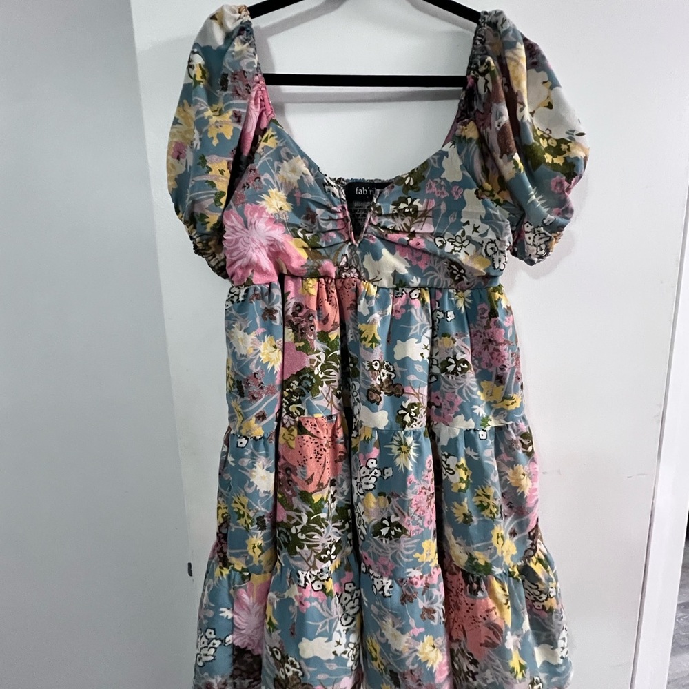 fab'rik Floral Puff Sleeve Mini Dress